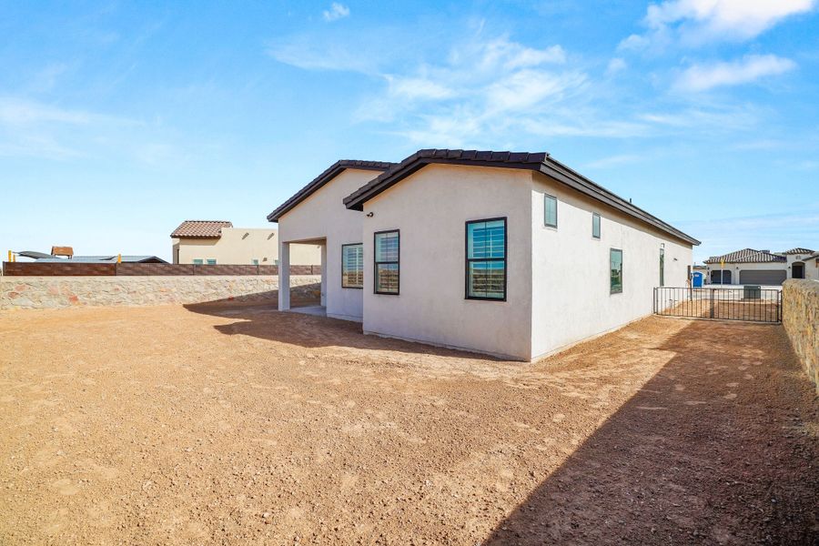 Representative exterior photo of a completed home built from the Torrey Pines 4BDR by LEH. Homes in Painted Sky, El Paso, TX (Image 23). Representative exterior photo of a completed home built from the Torrey Pines 4BDR by LEH. Homes in Painted Sky, El Paso, TX (Image 23).