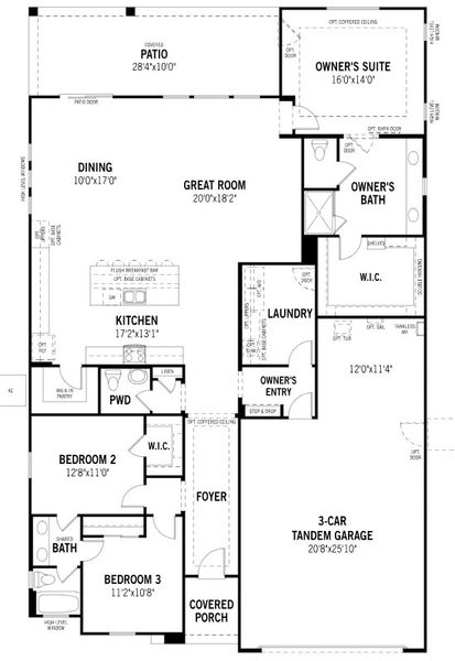 2D floor plan layout for the Flint by Mattamy Homes in Cantabria at Rincon Knolls, Vail, AZ (Image 5).