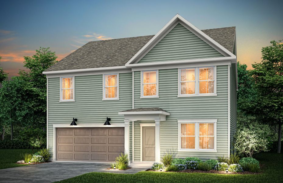 Front exterior of a new home in Stewarts Landing, Charlotte, NC, highlighting curb appeal (Image 20).