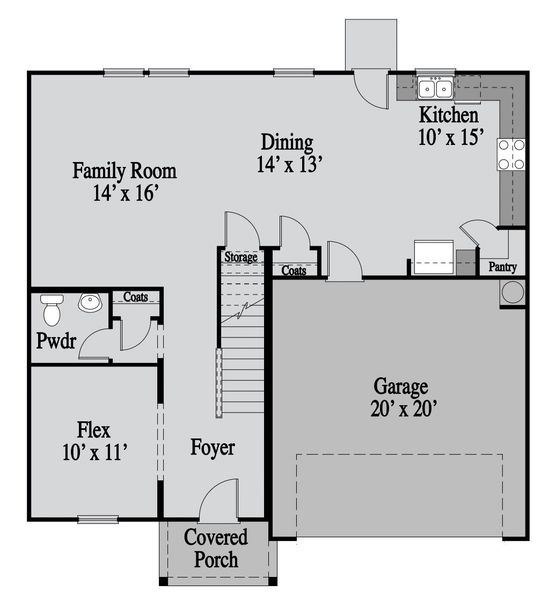 2D floor plan layout of this home in Maddox Landing, Hoschton, GA (Image 2).