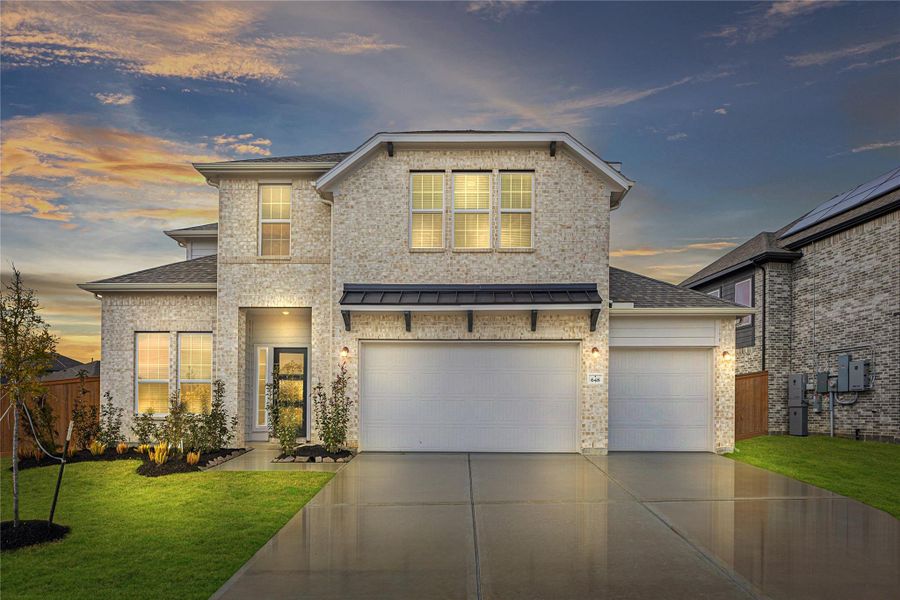 Front exterior of a new home in River Ranch Meadows, Dayton, TX, highlighting curb appeal (Image 20). Front exterior of a new home in River Ranch Meadows, Dayton, TX, highlighting curb appeal (Image 20).