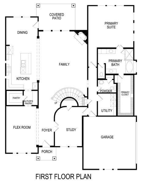 2D floor plan layout for the Maverick 2FS (w/Media) by First Texas Homes in Hidden Lakes Estates, DeSoto, TX (Image 6).