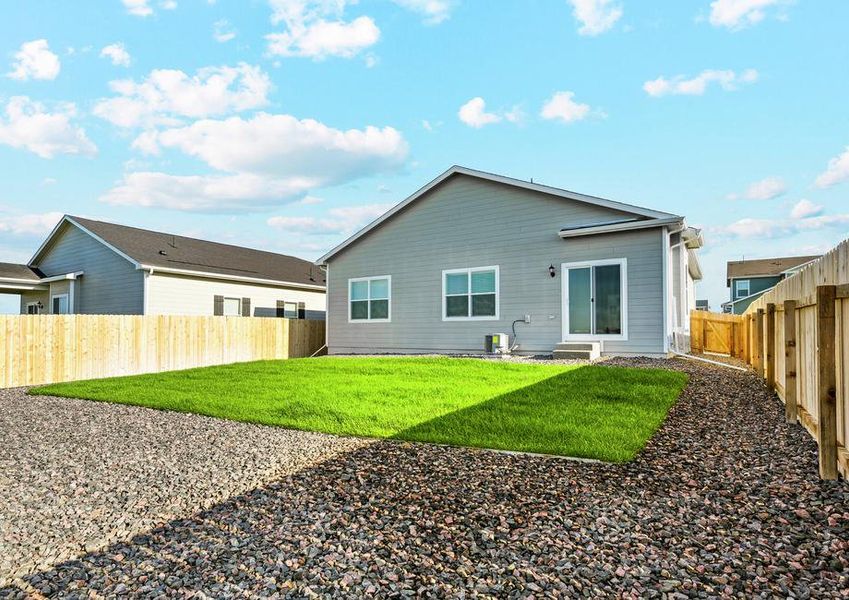 The back yard of the Chatfield is fully fenced-in.