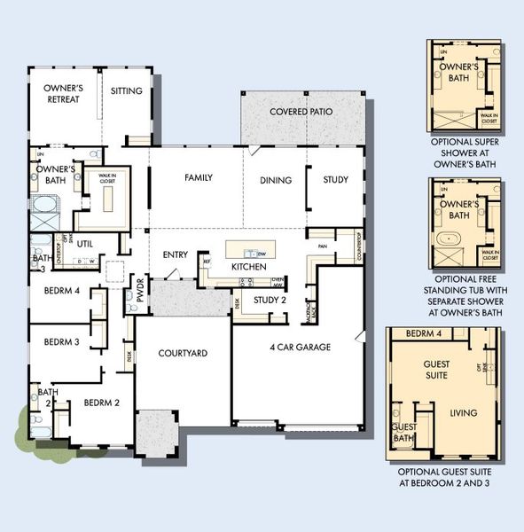 2D floor plan layout for the The Mountaingate by David Weekley Homes in Suelo at Legado West, Queen Creek, AZ (Image 3).