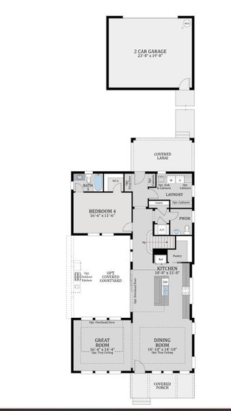 2D floor plan layout for the Joiner by Dream Finders Homes in Weslyn Park at Sunbridge (Craft Homes), St. Cloud, FL (Image 3).