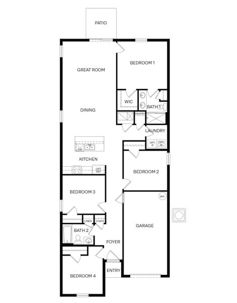2D floor plan layout for the Cameron by D.R. Horton in Campbell Crossing, Port Orange, FL (Image 3).