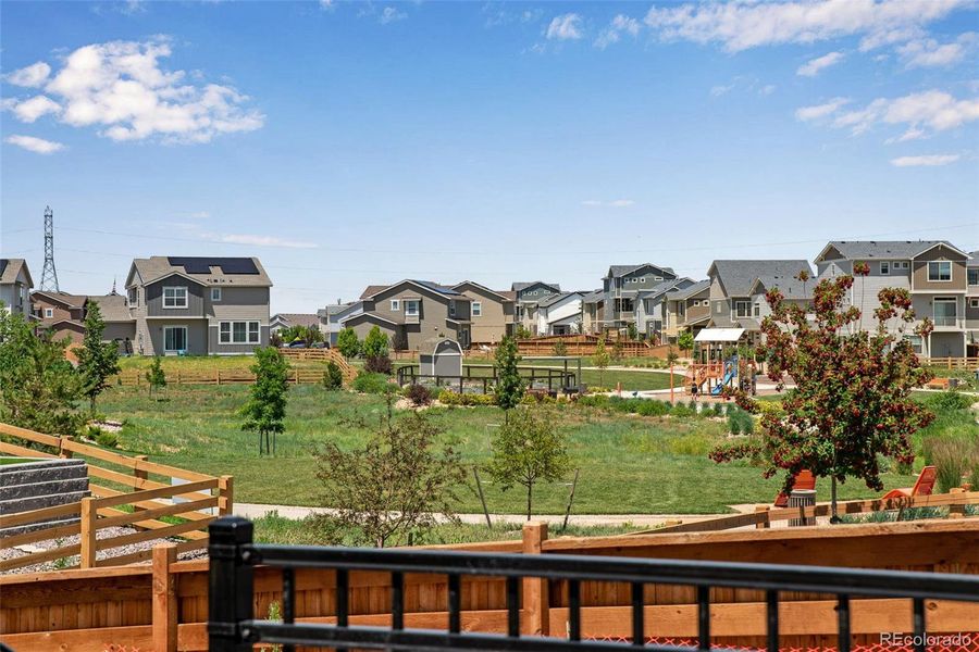 Exterior details and patio area of a home in Reunion Ridge, Commerce City (Image 32).