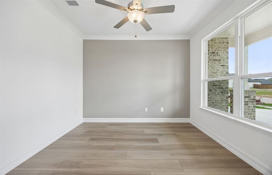 Study room with large windows