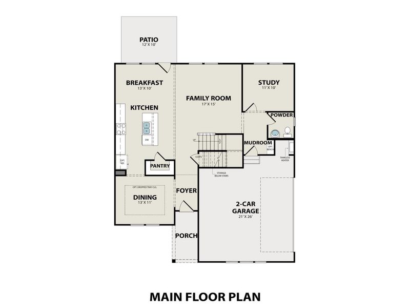 2D floor plan layout for the The Willow C-BC by Davidson Homes LLC in Benders Cove, Mount Juliet, TN (Image 3). 2D floor plan layout for the The Willow C-BC by Davidson Homes LLC in Benders Cove, Mount Juliet, TN (Image 3).