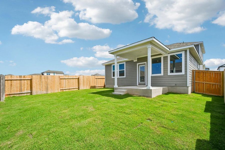 Exterior details and patio area of a home in Eastwood at Sonterra, Jarrell (Image 24).