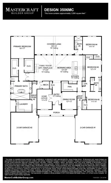 2D floor plan layout for the 3506MC by MasterCraft Builder Group in Madeira, St. Augustine, FL (Image 3). 2D floor plan layout for the 3506MC by MasterCraft Builder Group in Madeira, St. Augustine, FL (Image 3).