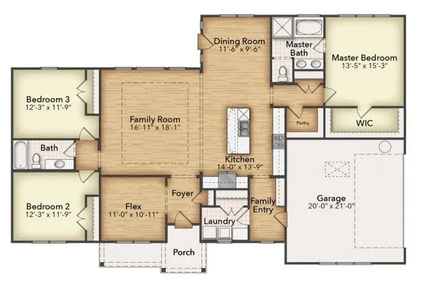 2D floor plan layout of this home in Hillview Addition, Decatur, TX (Image 3).