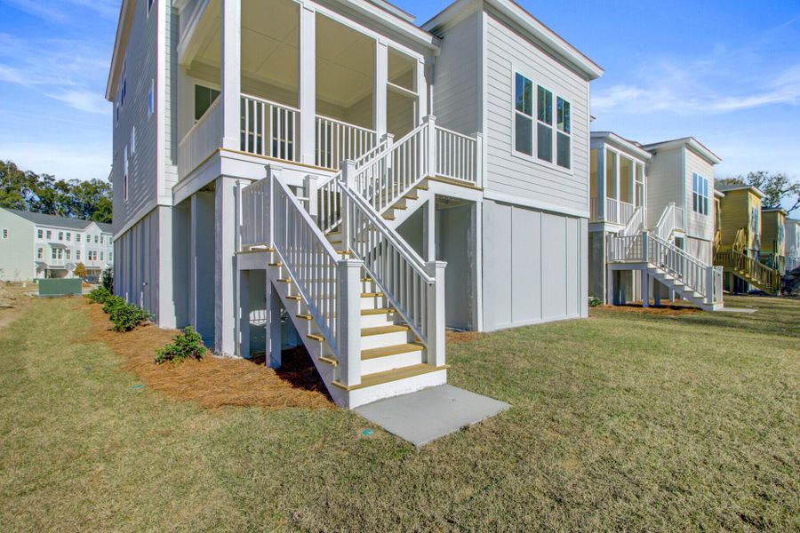 Exterior details and patio area of a home in Indigo Grove Single Family Homes, Johns Island (Image 26).