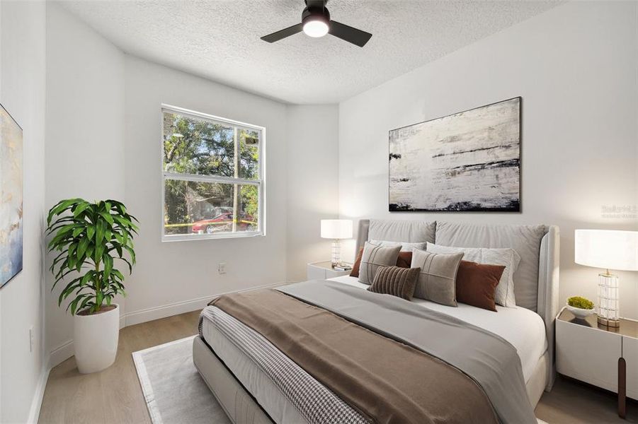 Virtually staged front bedroom