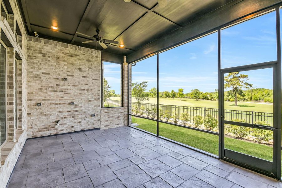Imagine spending spare time watching the golfers tee off for Hole #4 from your Texas Covered Patio. The patio has been pre plumb for outdoor kitchen and includes plumbing rough in, gas drop and 2 electrical outlets. Imagine spending spare time watching the golfers tee off for Hole #4 from your Texas Covered Patio. The patio has been pre plumb for outdoor kitchen and includes plumbing rough in, gas drop and 2 electrical outlets.