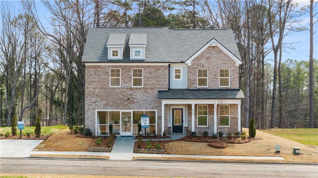 Front exterior of a new home in Alcovy Village, Lawrenceville, GA, highlighting curb appeal (Image 29).