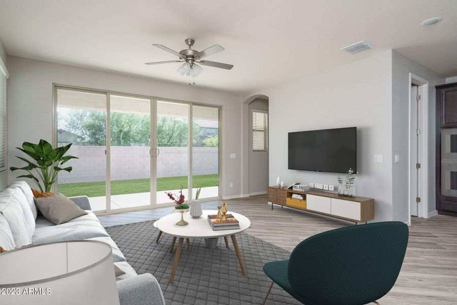 Furnished interior in a model home at Calistoga at Estrella Commons in Goodyear (Image 26). Furnished interior in a model home at Calistoga at Estrella Commons in Goodyear (Image 26).