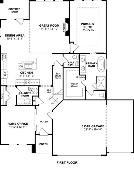 2D floor plan layout of this home in Gateway Parks, Forney, TX (Image 3).