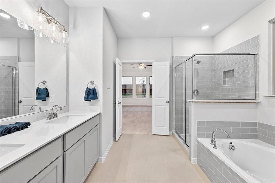 Furnished interior view inside a new home in Lily Creek at Sutton Fields, Aubrey (Image 13).