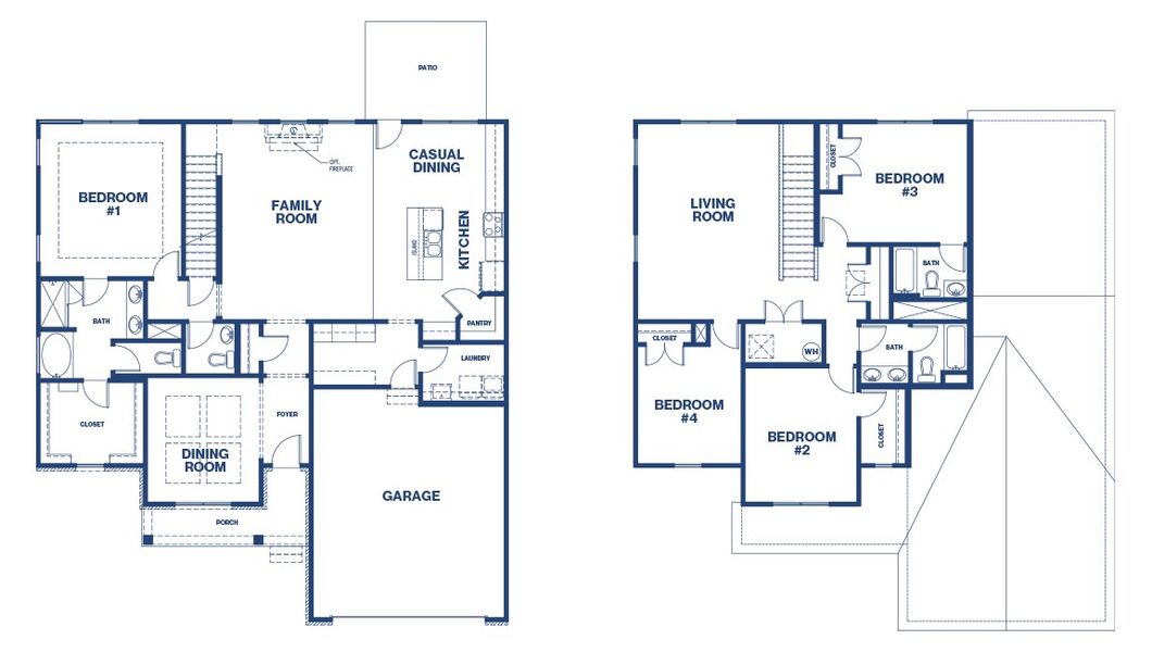 2D floor plan layout for the Edison by D.R. Horton in Westland, Bogart, GA (Image 4).