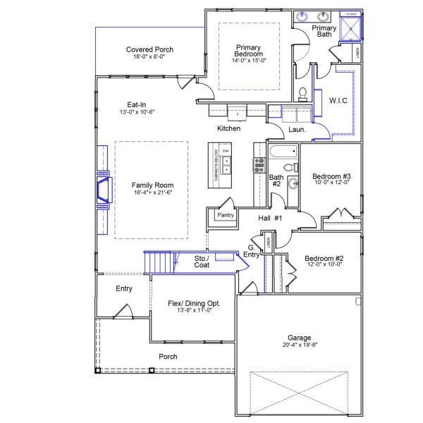 2D floor plan layout of this home in Hendrix Farms, Lexington, SC (Image 2).