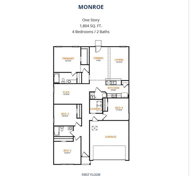 2D floor plan layout of this home in Still Water Lake, Godley, TX (Image 3).