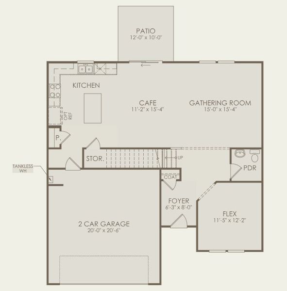 2D floor plan layout for the Rosella by Centex in Carpenter Falls, Durham, NC (Image 5).