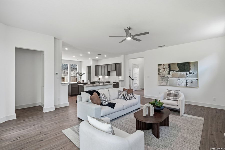 Furnished interior view inside a new home in Buffalo Crossing, Cibolo (Image 7). Furnished interior view inside a new home in Buffalo Crossing, Cibolo (Image 7).