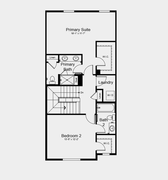 2D floor plan layout for the Backcountry by Taylor Morrison in Parterre Townhomes - The Westerly Collection, Thornton, CO (Image 4).