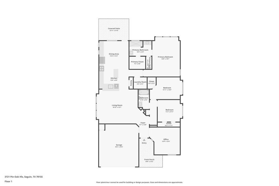 2D floor plan layout of this home in Village at Three Oaks, Seguin, TX (Image 4).