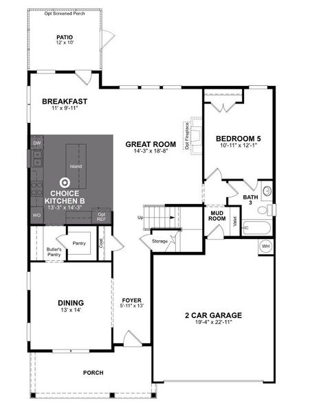 2D floor plan layout of this home in Stonewood Estates: Legacy, Durham, NC (Image 1).