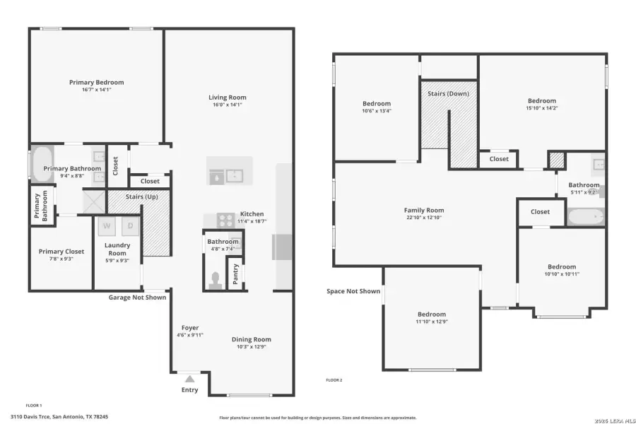 2D floor plan layout of this home in Laurel Vistas, San Antonio, TX (Image 4).