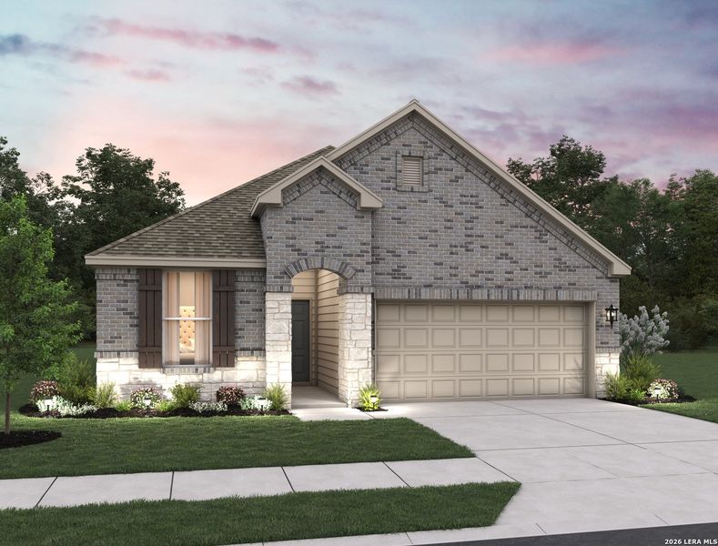 Front exterior of a new home in Arcadia Ridge, San Antonio, TX, highlighting curb appeal (Image 1). Front exterior of a new home in Arcadia Ridge, San Antonio, TX, highlighting curb appeal (Image 1).