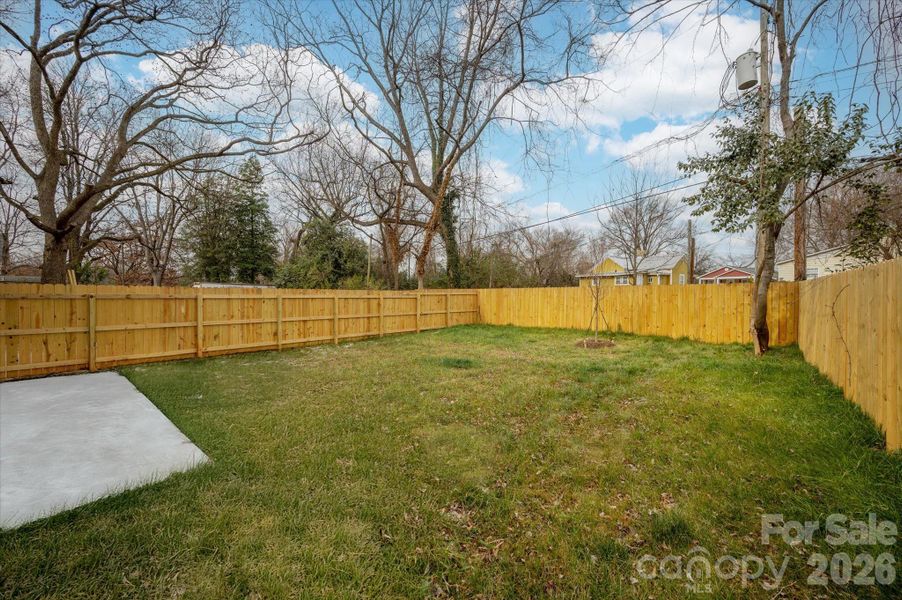 Large, fully fenced, backyard