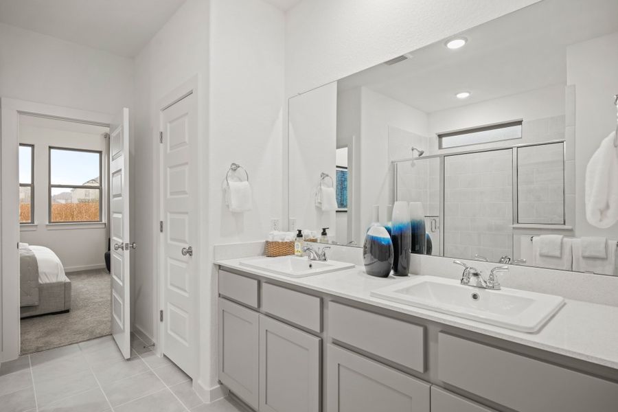 Primary Bath in the Oak home plan by Trophy Signature Homes – REPRESENTATIVE PHOTO