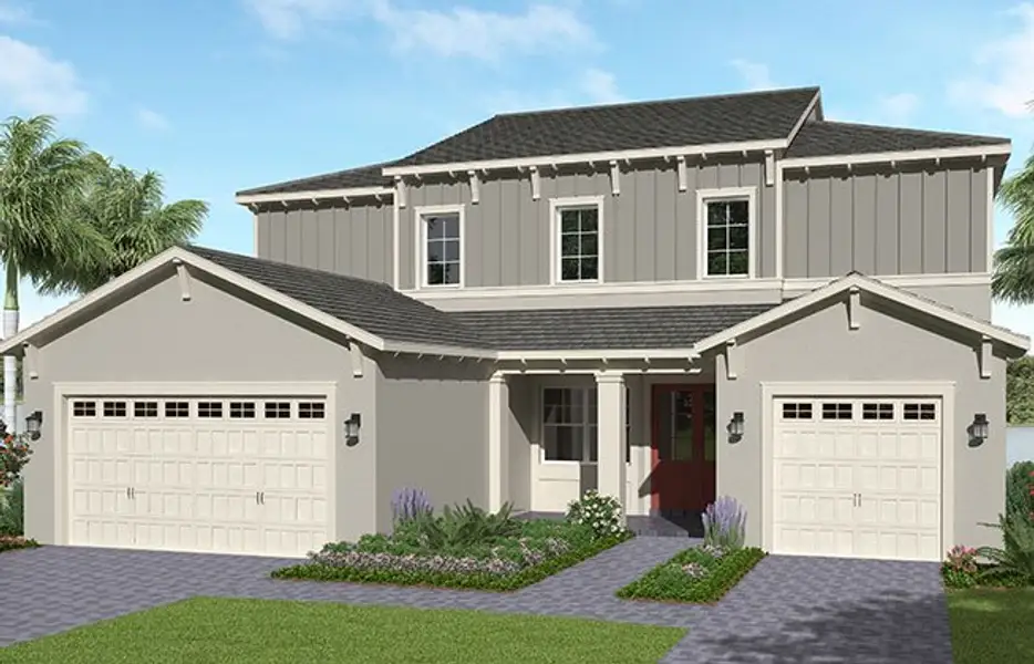 Representative exterior photo of a completed home built from the Kestrel by Minto Communities in Westlake, Loxahatchee, FL (Image 4).