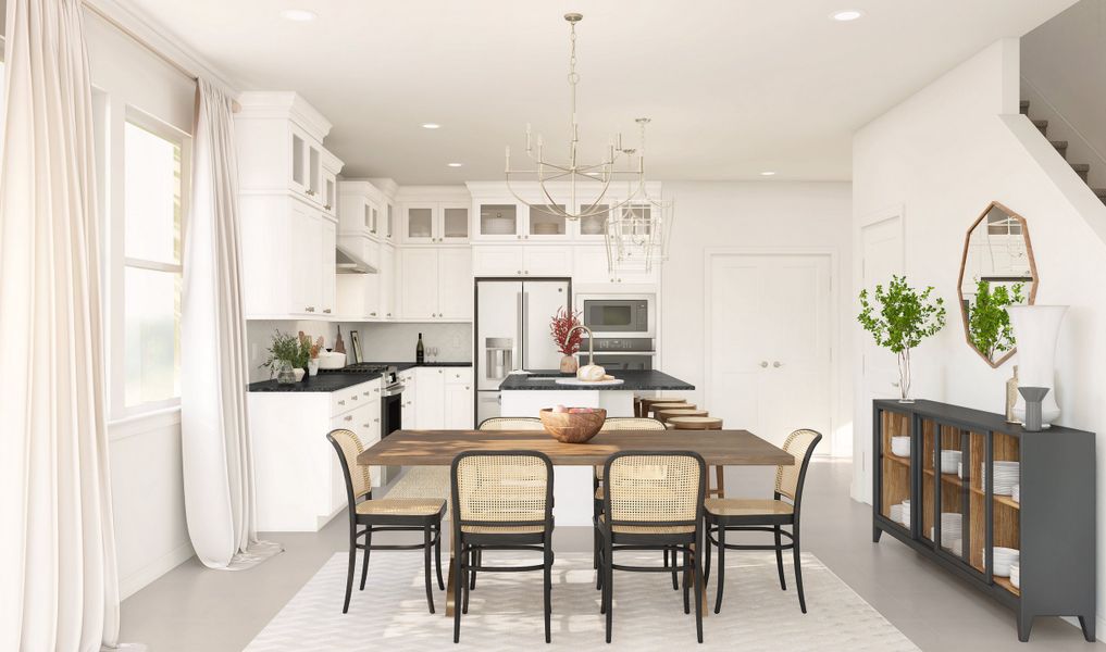 Cozy dining area adjacent to kitchen Cozy dining area adjacent to kitchen