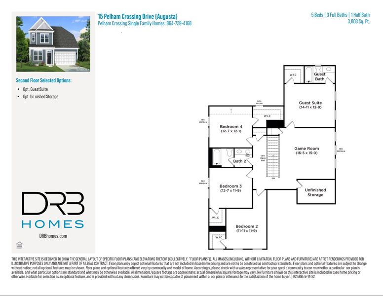 2D floor plan layout of this home in Pelham Crossing Single Family Homes, Greenville, SC (Image 4).