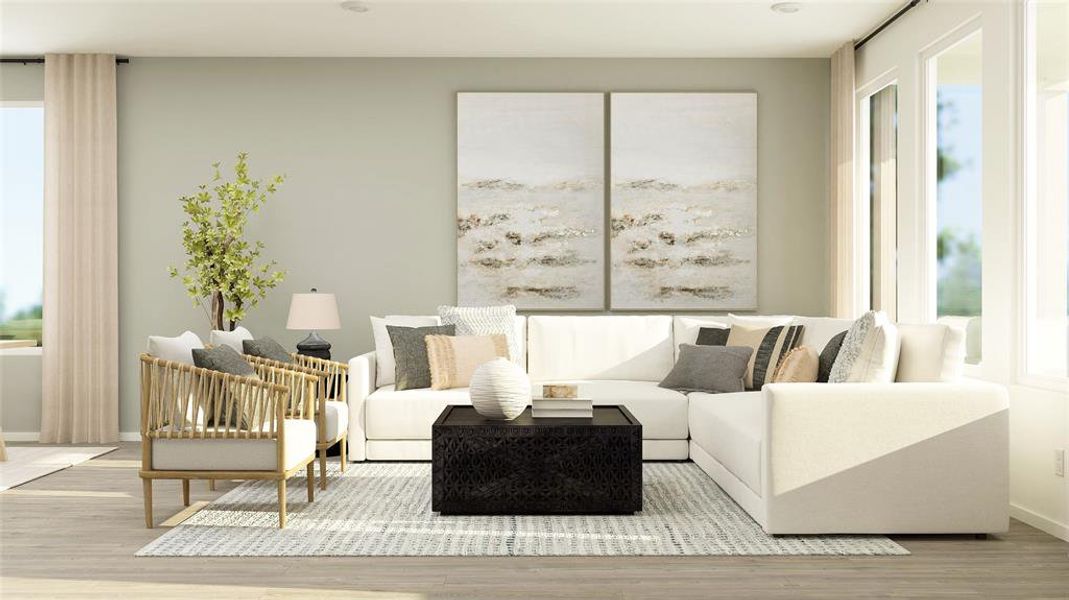 Living room featuring light hardwood / wood-style flooring