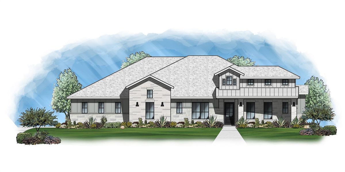 Exterior rendering of this home design in , Georgetown, TX (Image 1). Exterior rendering of this home design in , Georgetown, TX (Image 1).