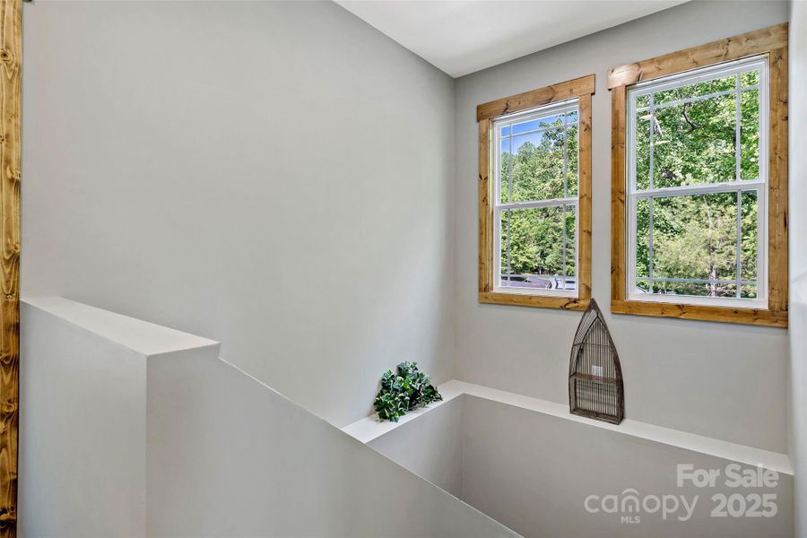 Stairs leading to finished basement Stairs leading to finished basement