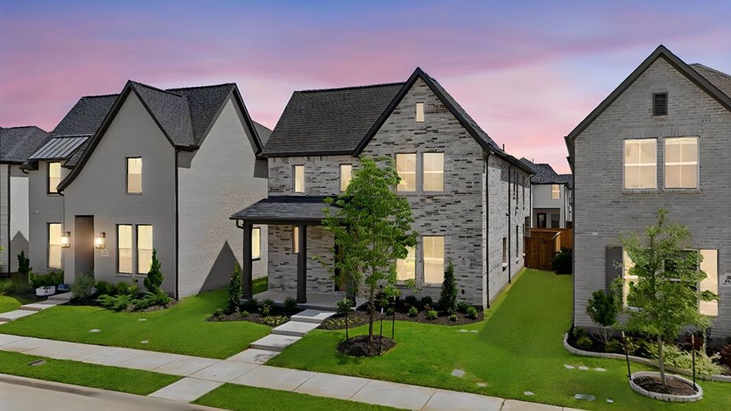 Front exterior of a new home in Light Farms Brenham - 40' Lots, Celina, TX, highlighting curb appeal (Image 2). Front exterior of a new home in Light Farms Brenham - 40' Lots, Celina, TX, highlighting curb appeal (Image 2).
