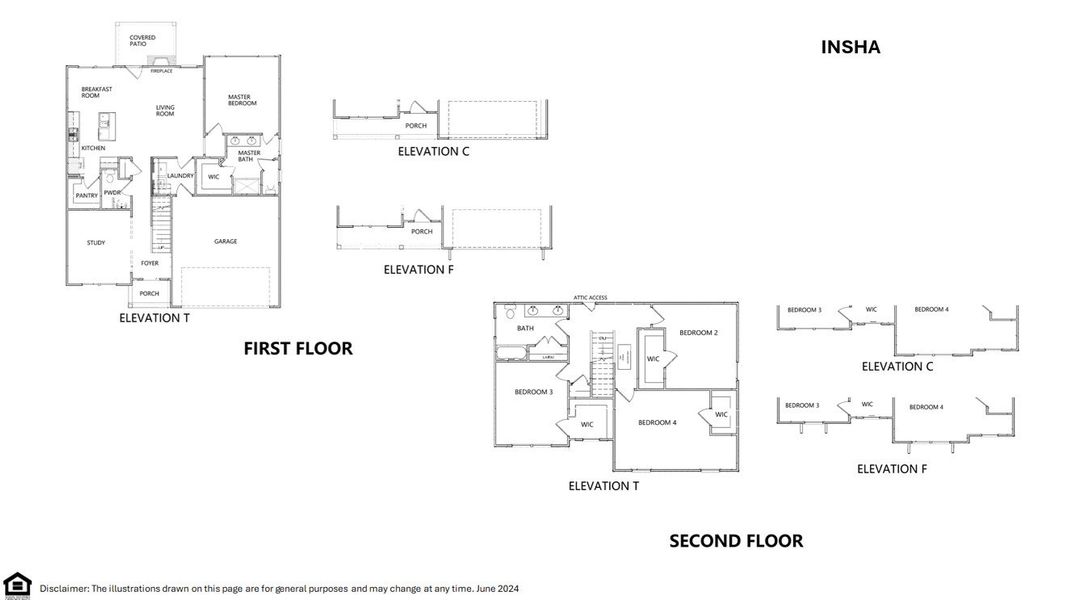 2D floor plan layout for the Insha by Veranda Homes in Heritage Bay, Sumter, SC (Image 3).
