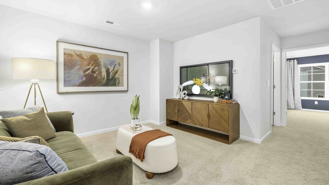 Furnished interior view inside a new home in The Meadows at Kinsley, Jamestown (Image 10). Furnished interior view inside a new home in The Meadows at Kinsley, Jamestown (Image 10).