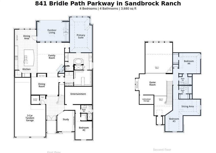 2D floor plan layout of this home in Sandbrock Ranch, Aubrey, TX (Image 3). 2D floor plan layout of this home in Sandbrock Ranch, Aubrey, TX (Image 3).