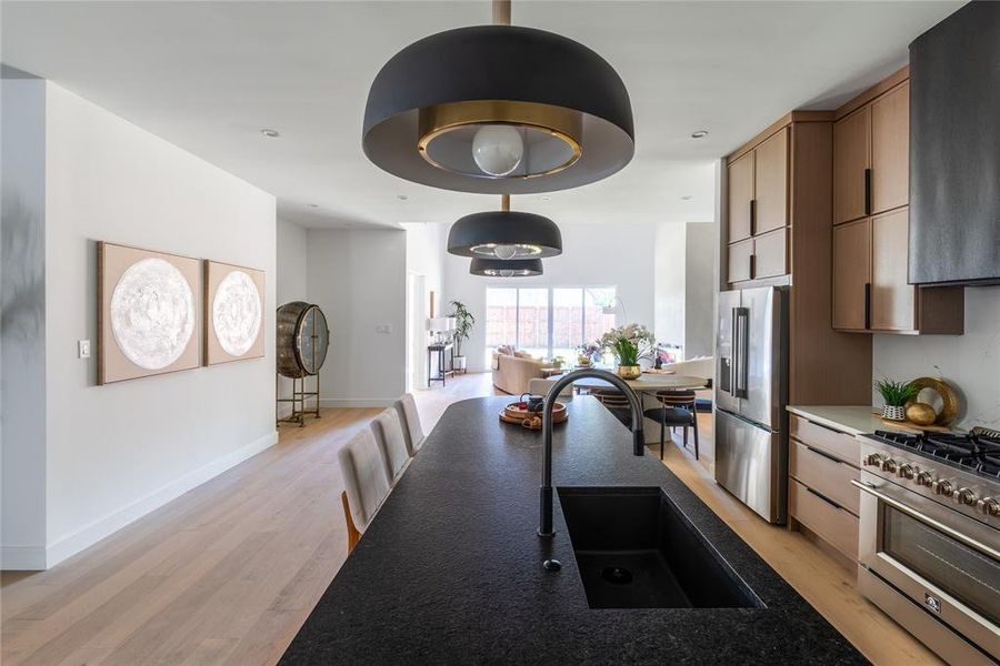 Ever seen a black leathered granite island?  You have now.  It's even more gorgeous in person.