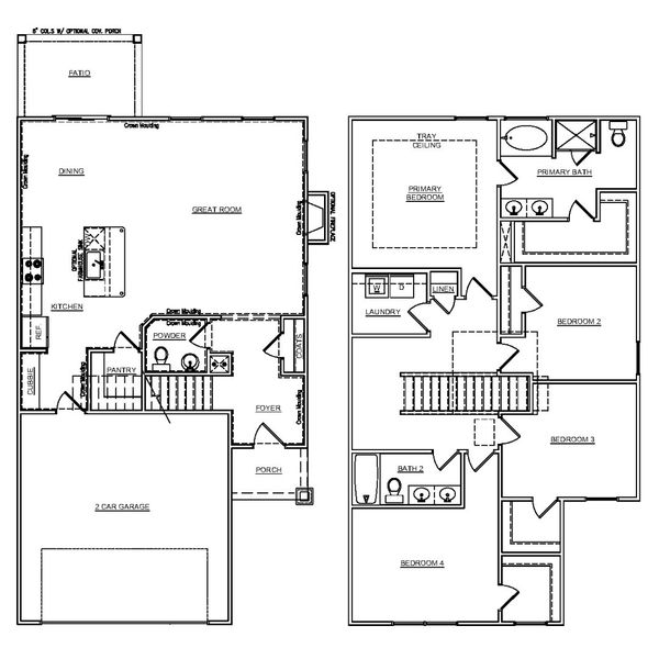 2D floor plan layout for the Cypress Select M by McGuinn Homes in Broadway Lake, Anderson, SC (Image 2). 2D floor plan layout for the Cypress Select M by McGuinn Homes in Broadway Lake, Anderson, SC (Image 2).