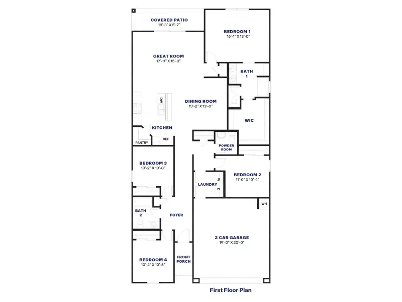 2D floor plan layout of this home in Desert Moon Estates, Buckeye, AZ (Image 4).