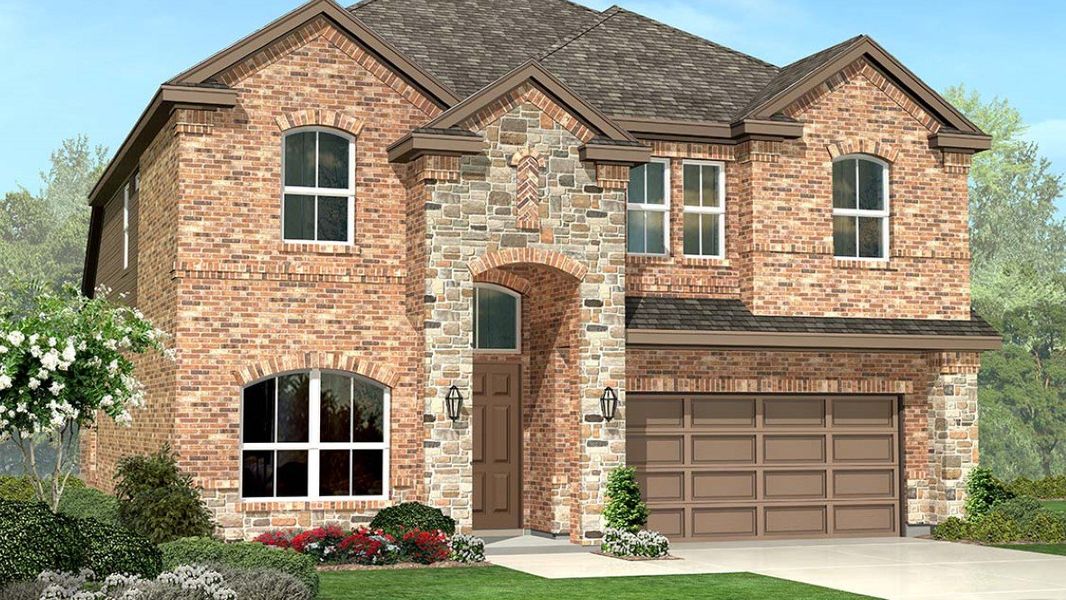 Front exterior of a new home in Morningstar, Aledo, TX, highlighting curb appeal (Image 1). Front exterior of a new home in Morningstar, Aledo, TX, highlighting curb appeal (Image 1).
