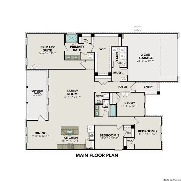 2D floor plan layout of this home in The Reserve at Potranco Oaks, Castroville, TX (Image 3).